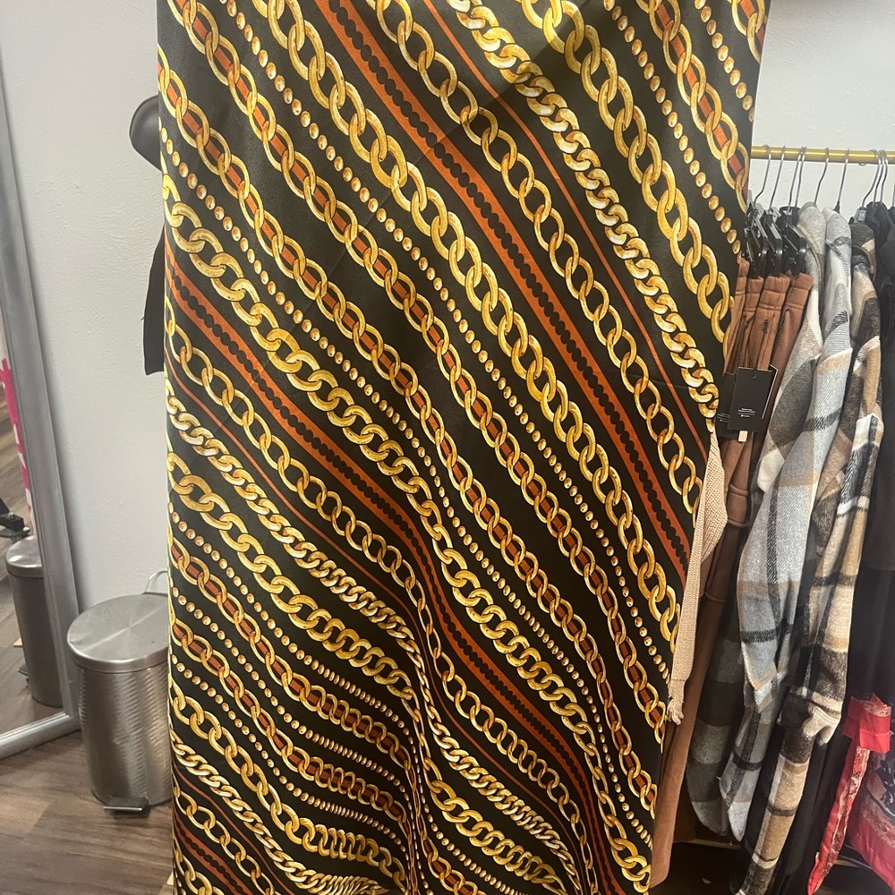 Ashley Stewart Black and Gold Chain Maxi Skirt
